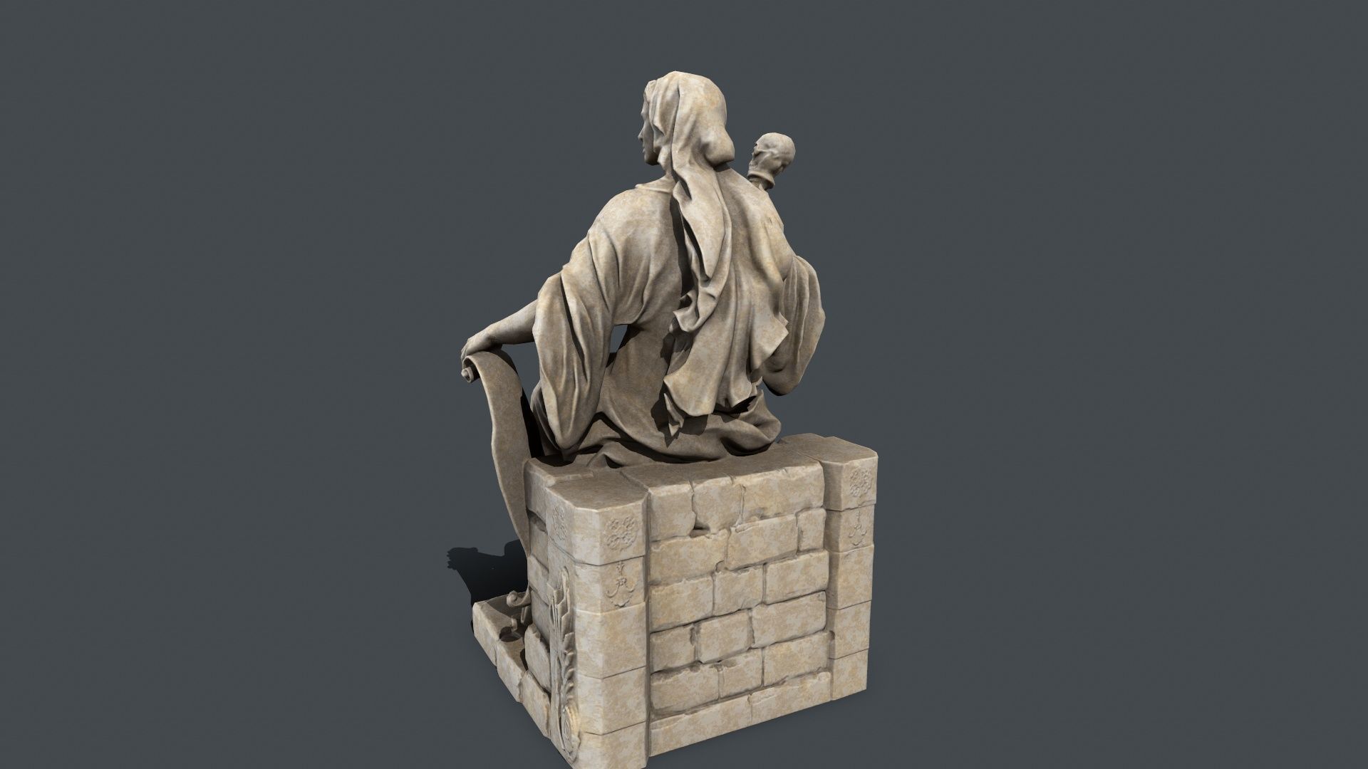 woman Statue Low-poly 3D model_6