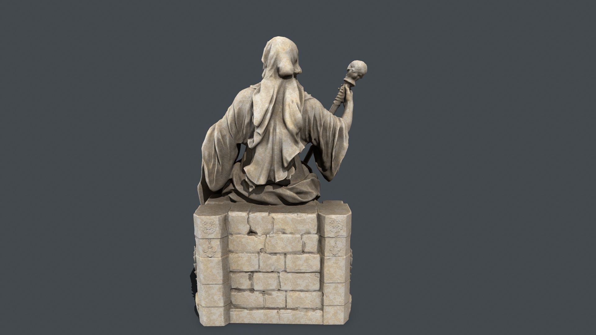 woman Statue Low-poly 3D model_7