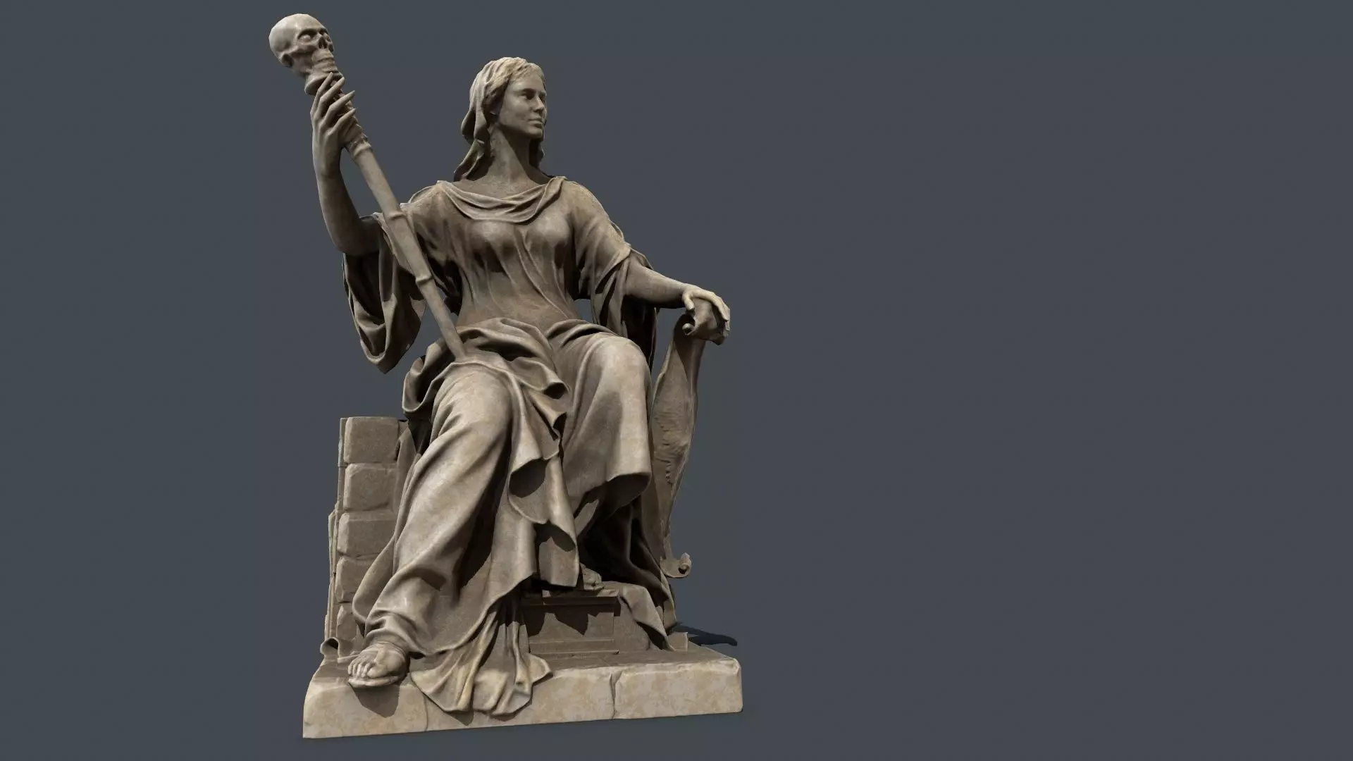 woman Statue Low-poly 3D model_0