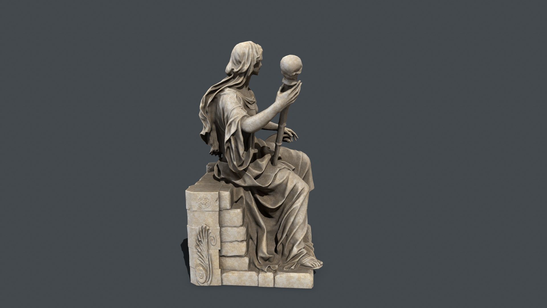 woman Statue Low-poly 3D model_9