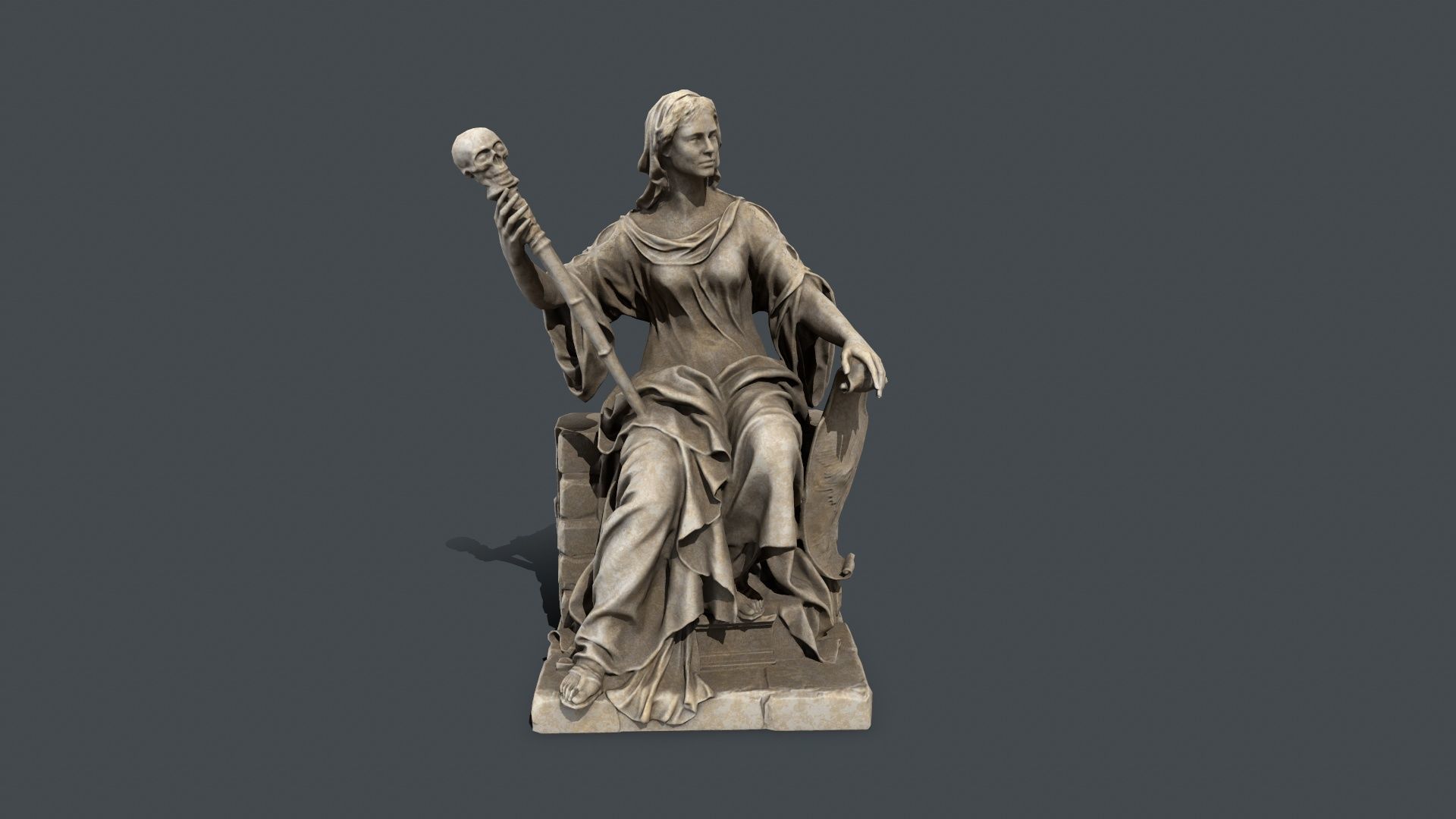 woman Statue Low-poly 3D model_11