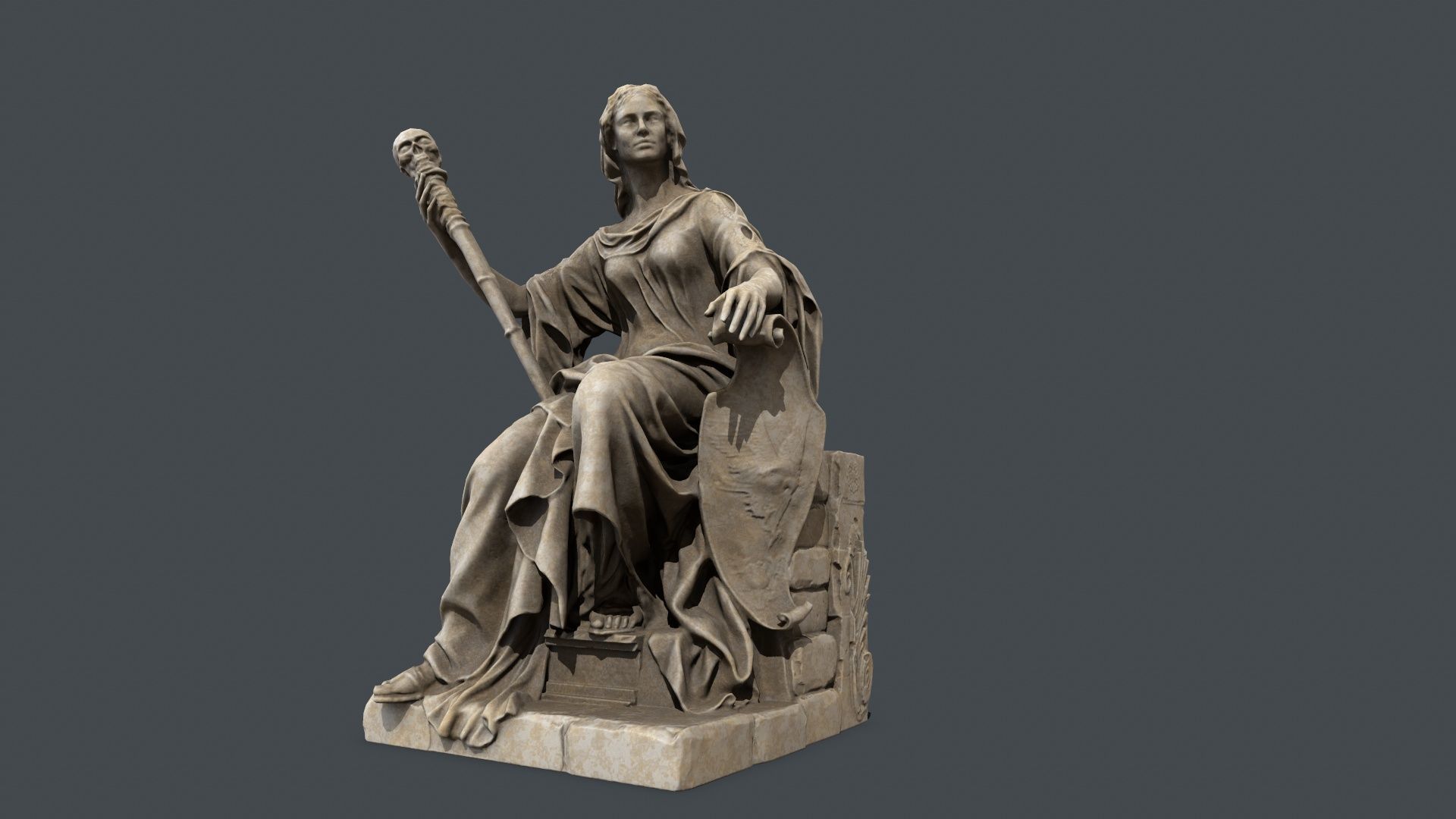woman Statue Low-poly 3D model_1