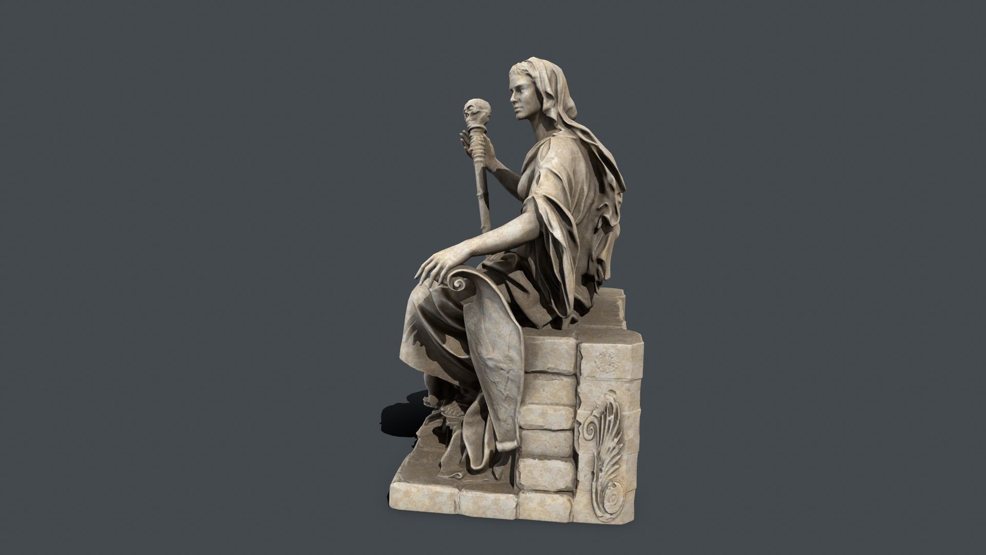 woman Statue Low-poly 3D model_4