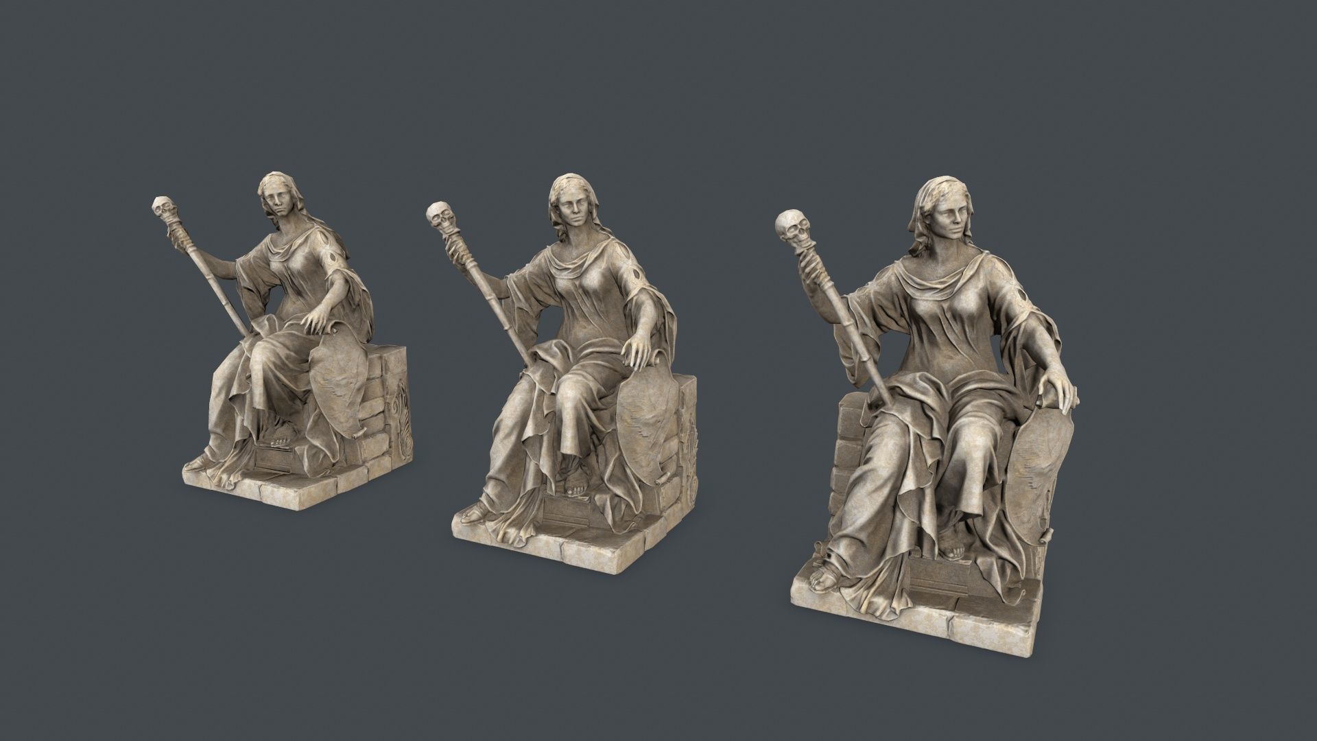 woman Statue Low-poly 3D model_12