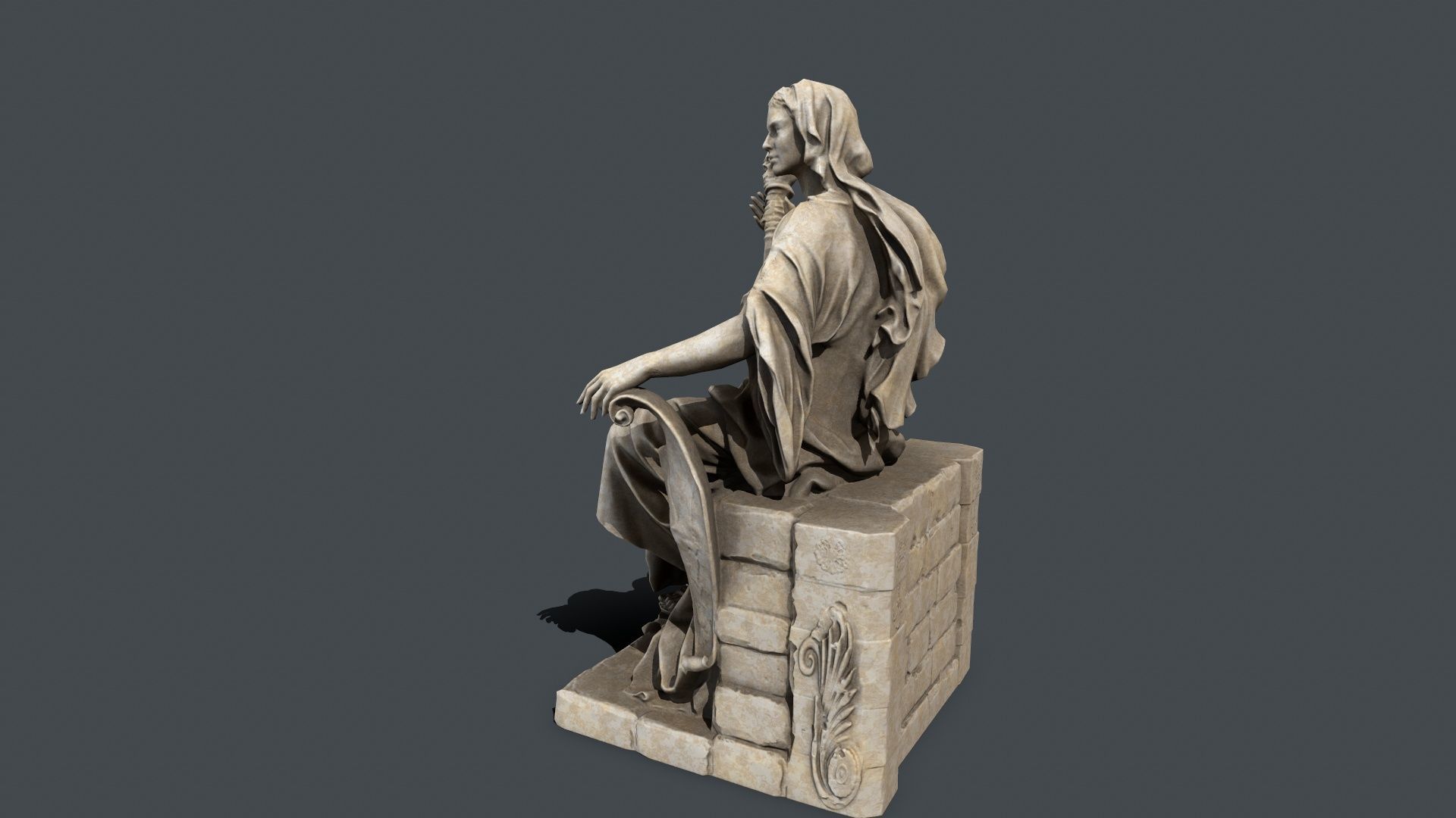 woman Statue Low-poly 3D model_5