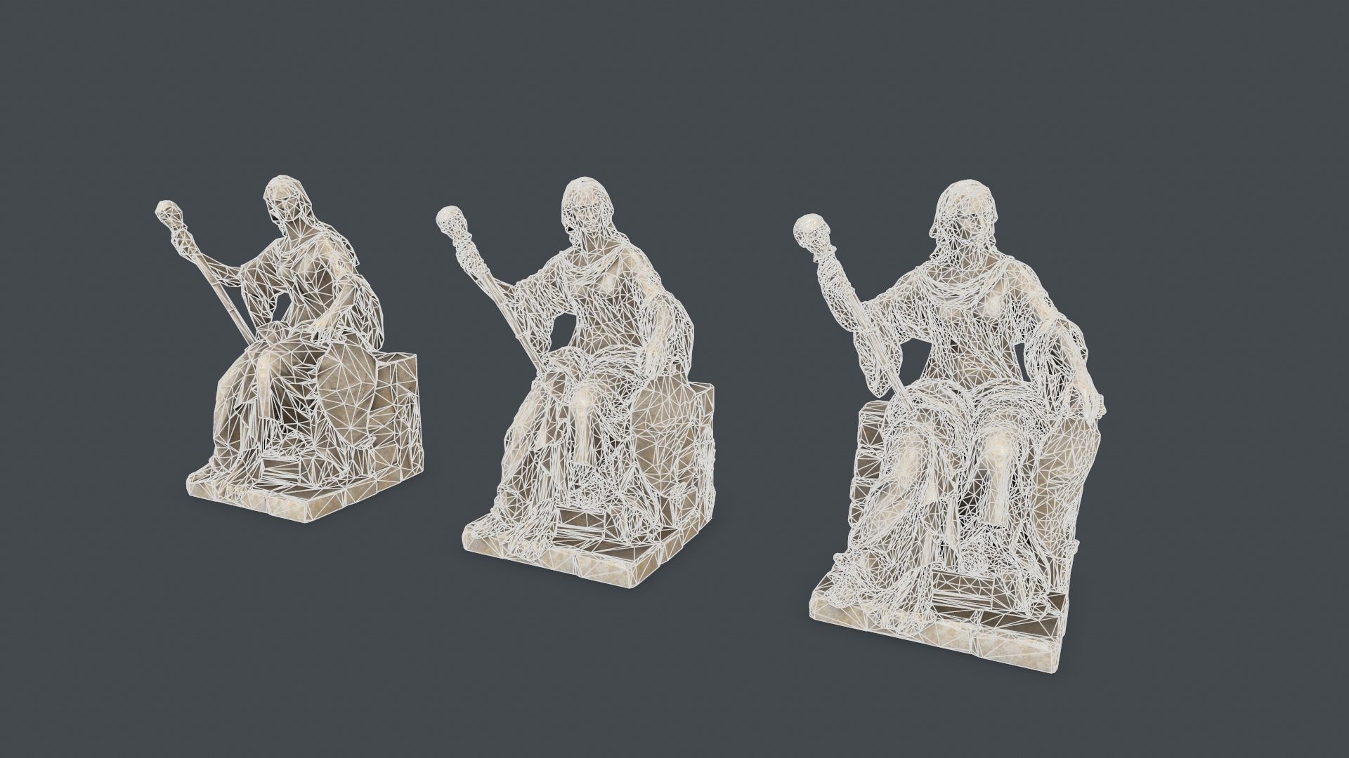 woman Statue Low-poly 3D model_13