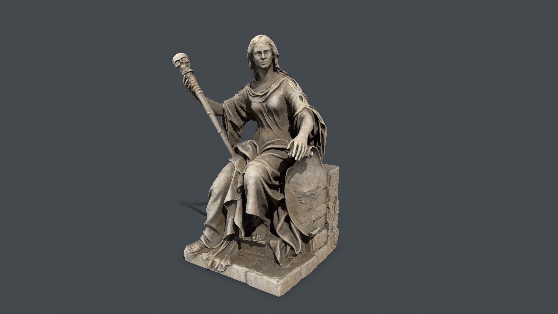 woman Statue Low-poly 3D model_2
