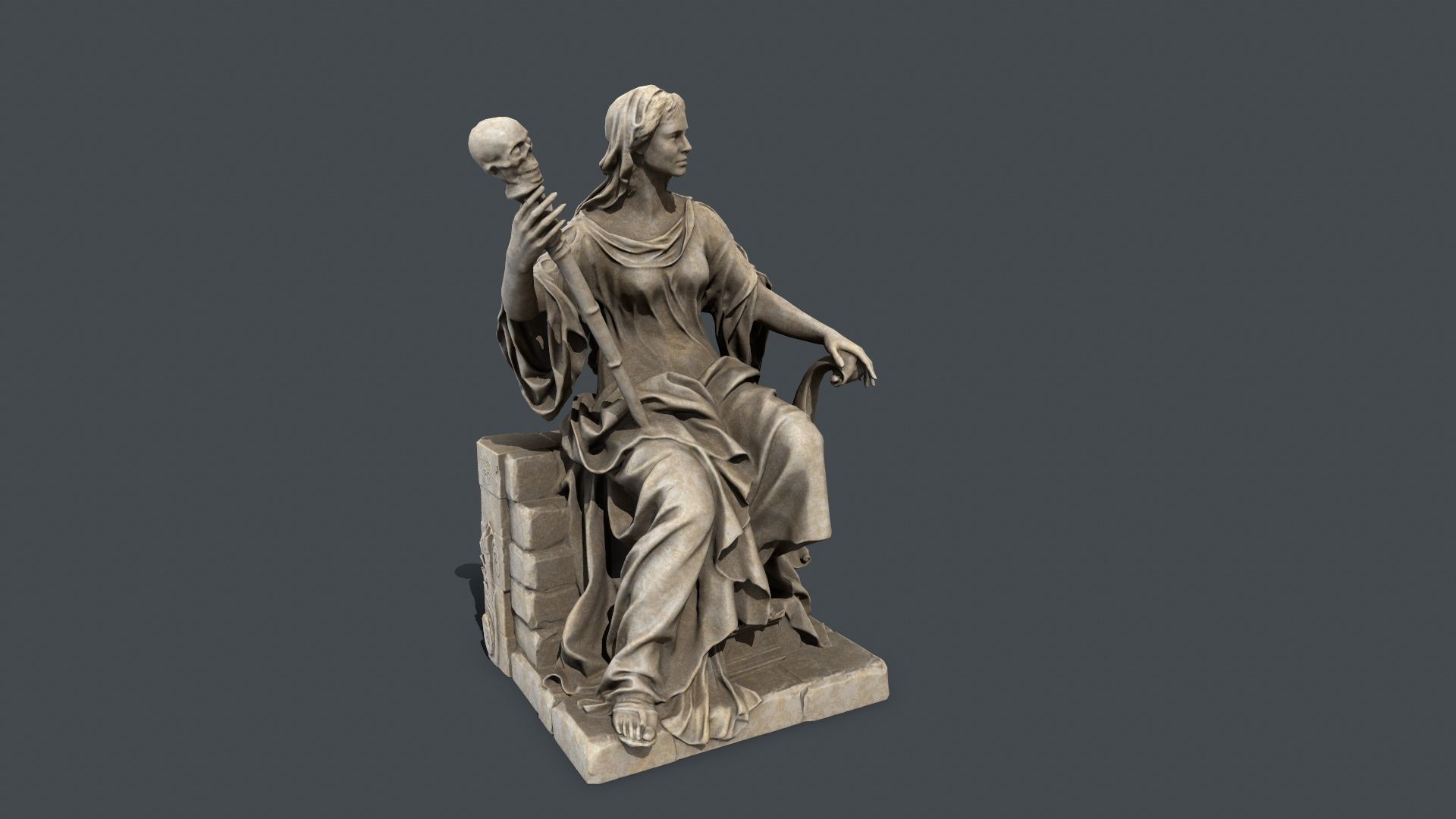 woman Statue Low-poly 3D model_10