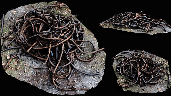 debris rusted metal cables trash pile photogrammetry Low-poly 3D model
