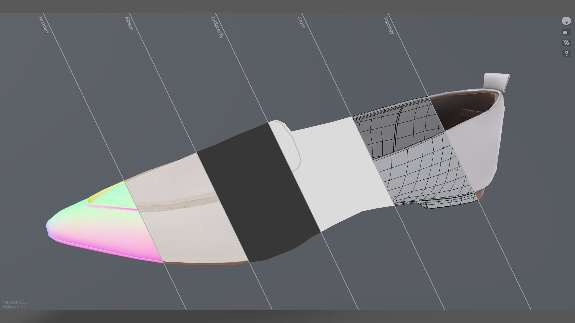 Pointed Loafers Ivory Low-poly 3D model_4