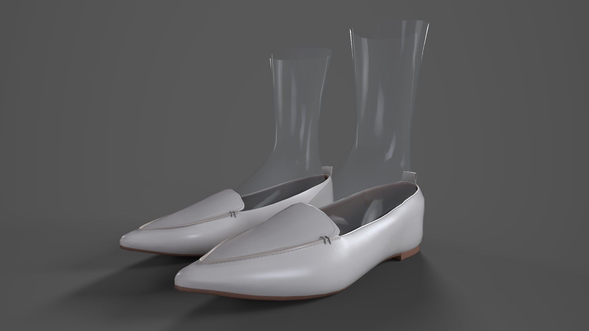 Pointed Loafers Ivory Low-poly 3D model_3