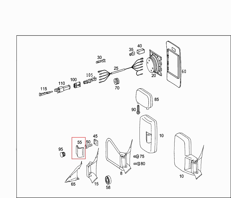 SPRINTER 903 Front Left - Right Door Mirror Arm Cap A0008110818 3D print model_2