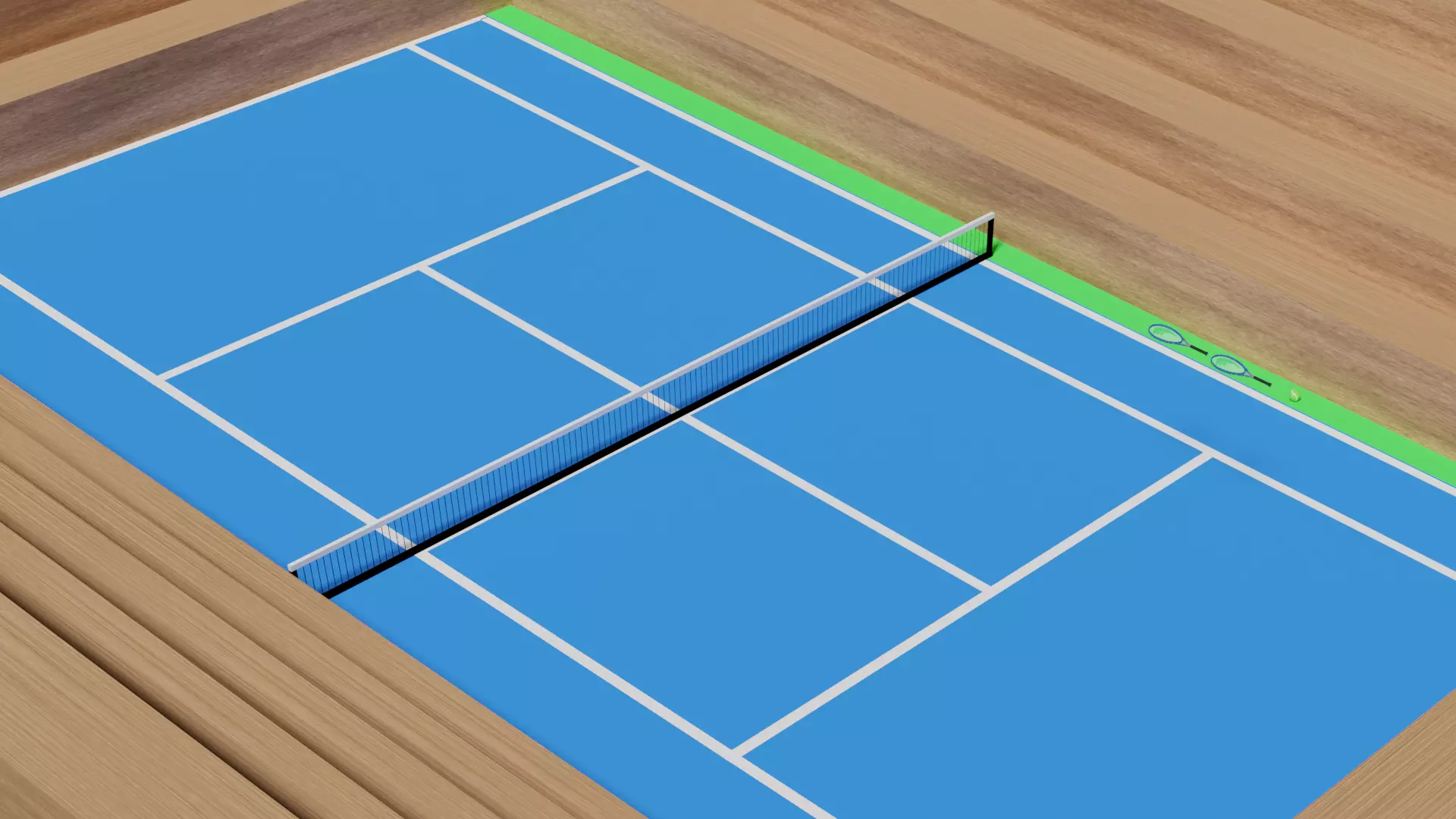 TENNIS COURT 3D MODEL with Tennis Ball 3D model_0