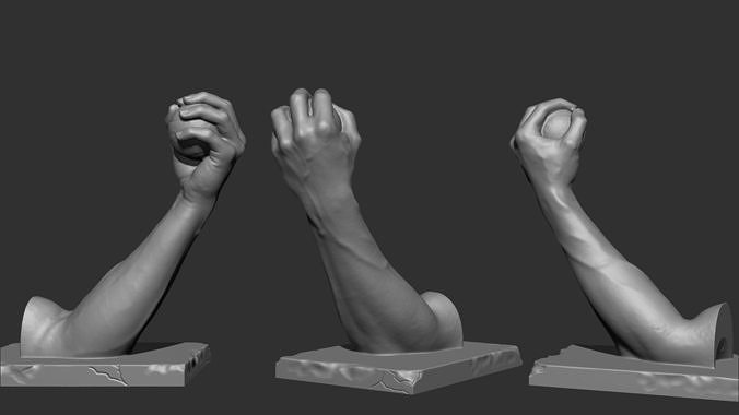 3D Printable Veined Muscular Hand Gripping Ball - High-Detail 3D print model