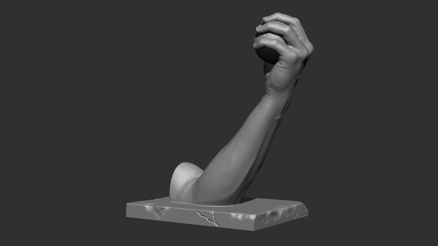 3D Printable Veined Muscular Hand Gripping Ball - High-Detail 3D print model_1