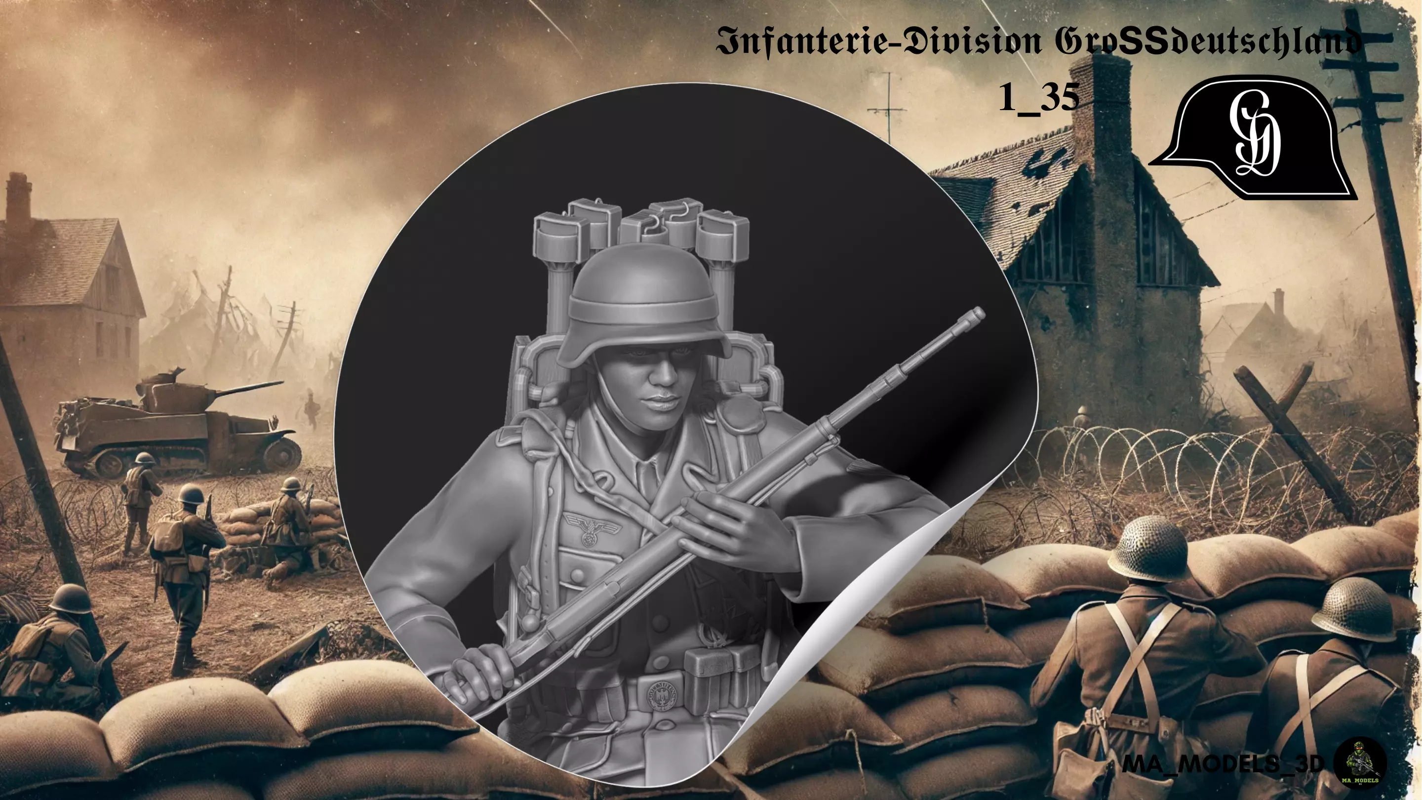ww2 Infanterie Division Grossdeutschland carrier 1-35 3D print model