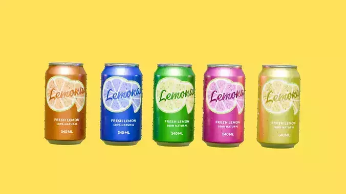 Colorful Soda Can Bottle - 5 Variants 3D Model