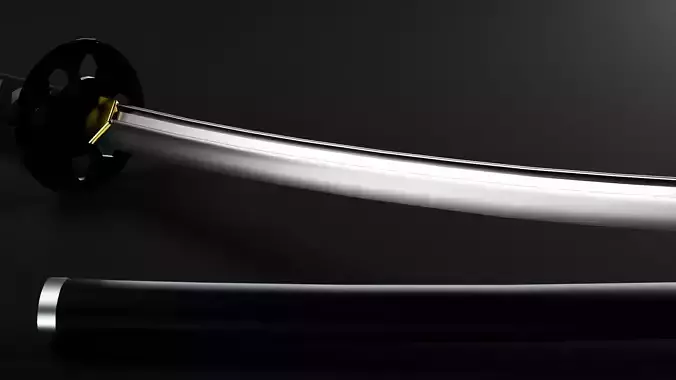 Realistic Samurai Katana PBR 3D Model for Games and Render