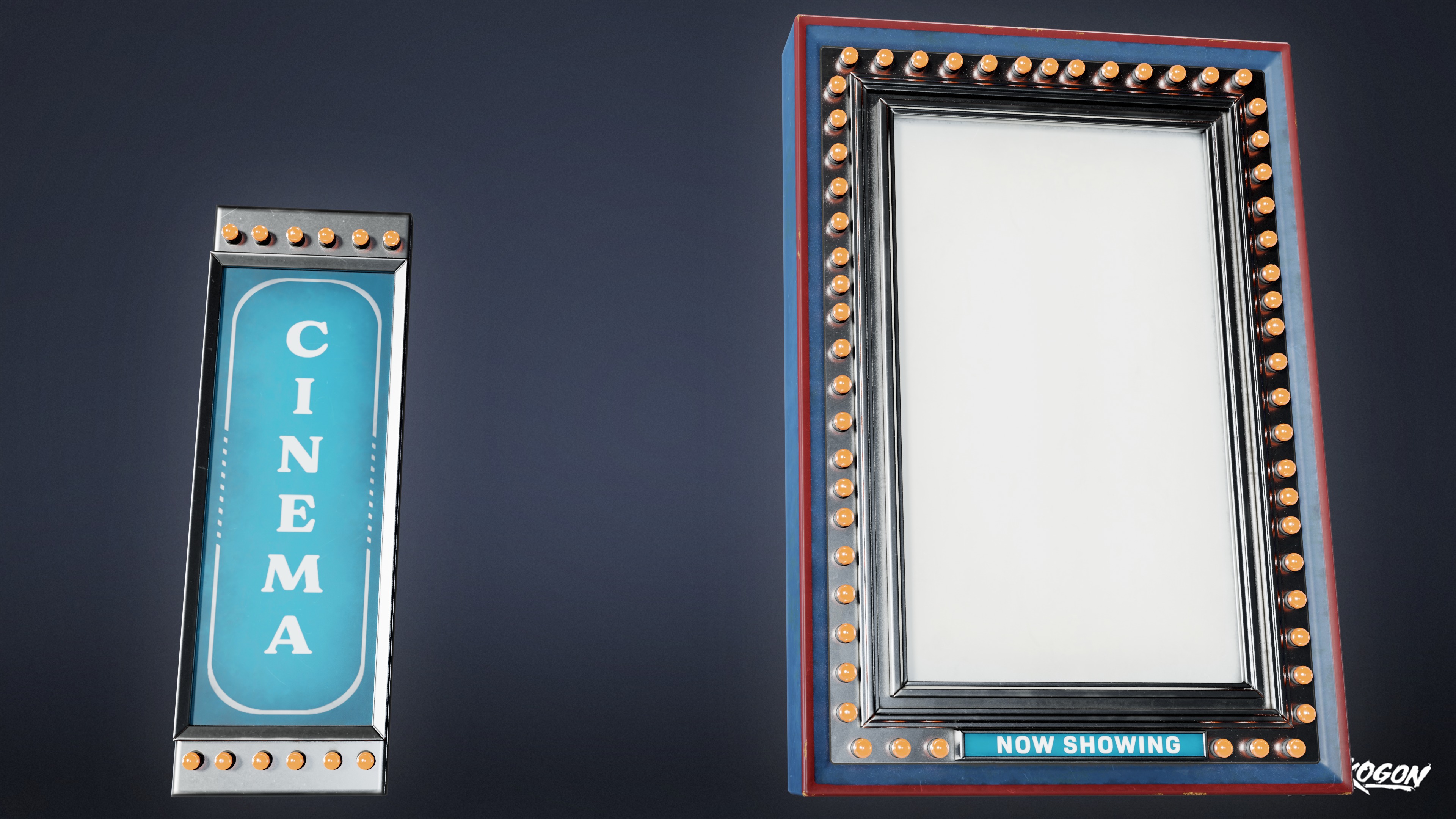 JOBSITE - Movie Poster Marquee 01 - LOW POLY AND NANITE Low-poly 3D model_2