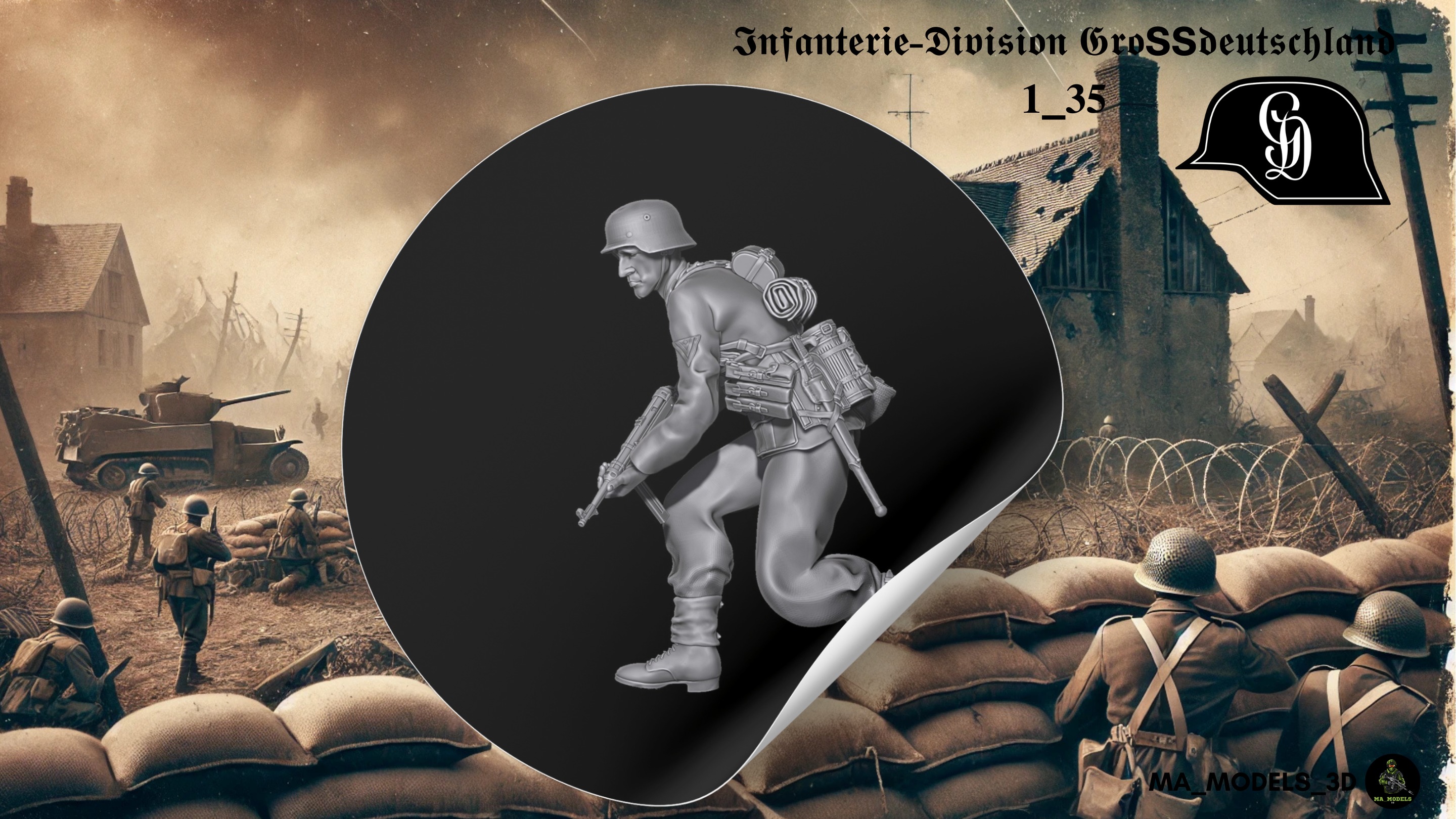 ww2 Infanterie Division Grossdeutschland MP40 Schuetze 1-35 3D print model_2