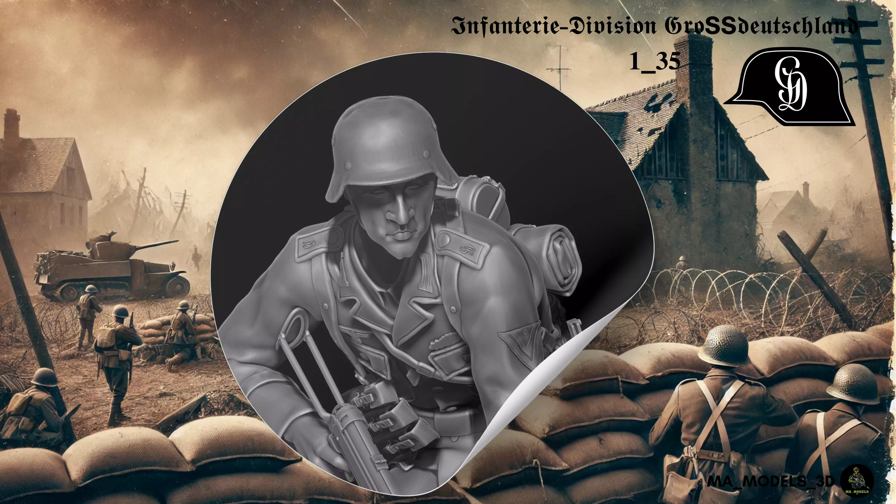 ww2 Infanterie Division Grossdeutschland MP40 Schuetze 1-35 3D print model_0