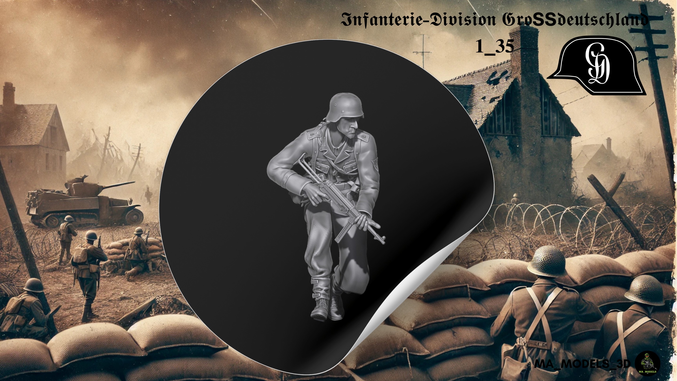 ww2 Infanterie Division Grossdeutschland MP40 Schuetze 1-35 3D print model_1
