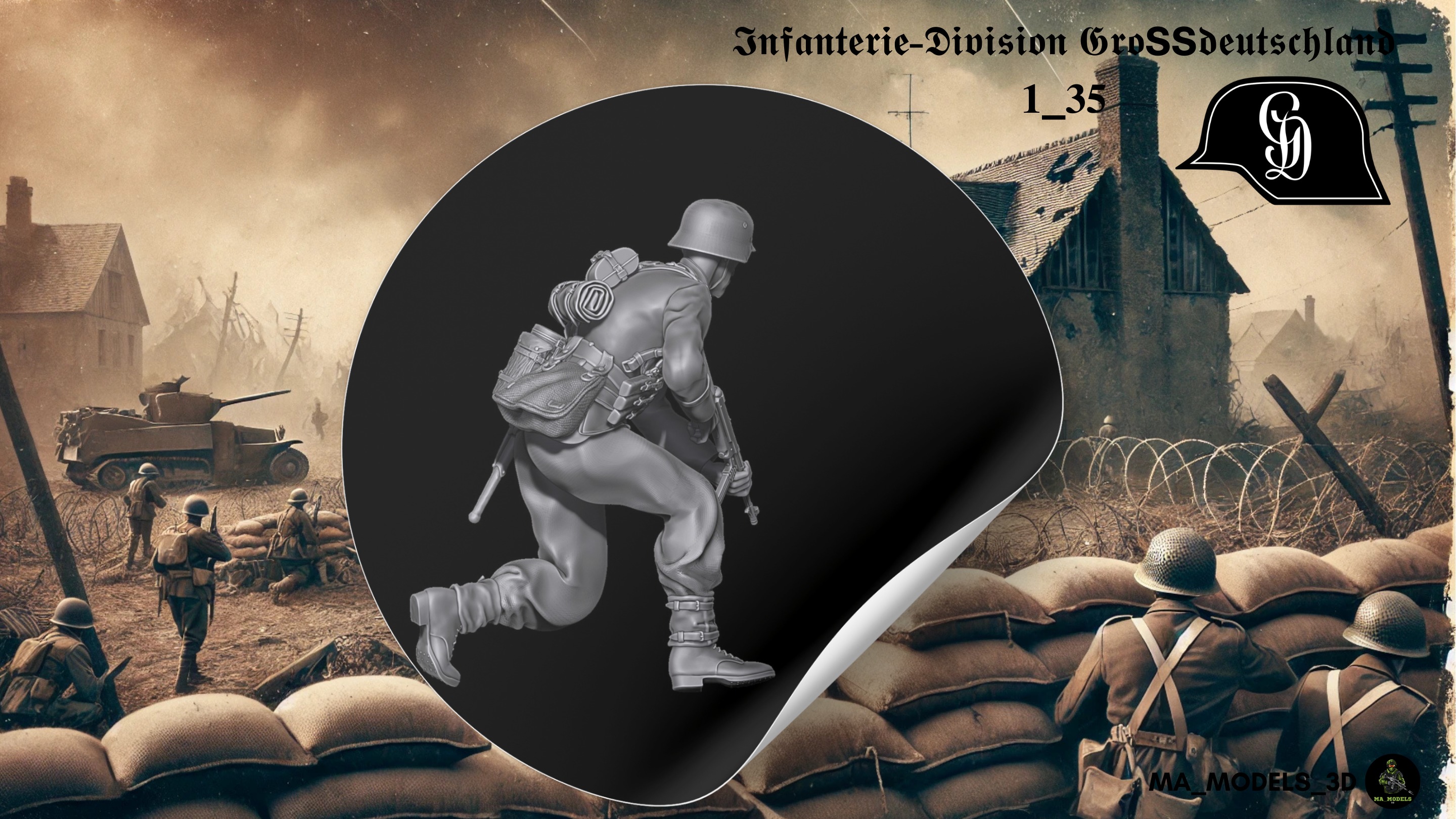 ww2 Infanterie Division Grossdeutschland MP40 Schuetze 1-35 3D print model_3