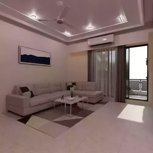 2 BHK Apartment Interior with Assets DS2 Low-poly 3D model