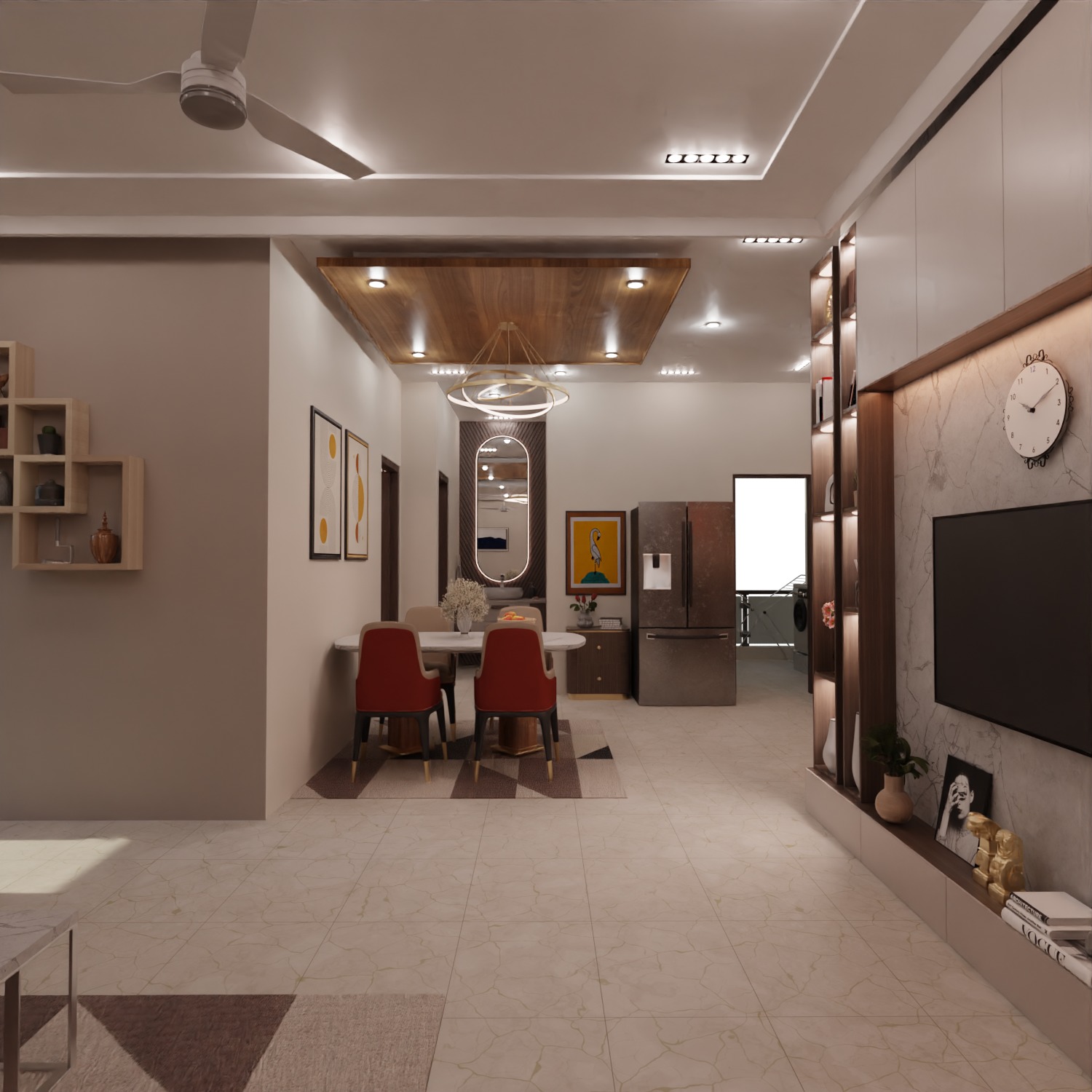 2 BHK Apartment Interior with Assets DS2 Low-poly 3D model_3
