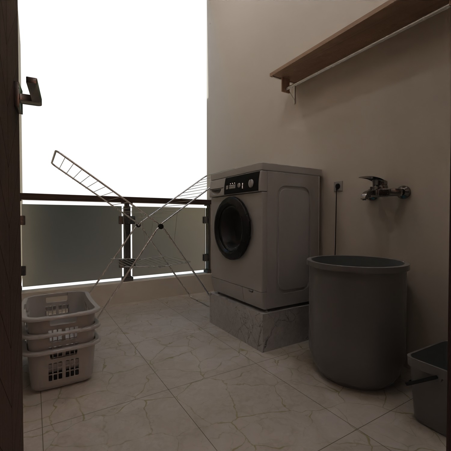 2 BHK Apartment Interior with Assets DS2 Low-poly 3D model_7