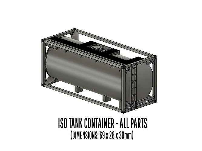 CARGO-0007 Container ISO standard H0-scale 8 items 3D print model 6