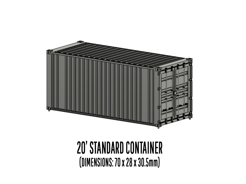 CARGO-0007 Container ISO standard H0-scale 8 items 3D print model_11