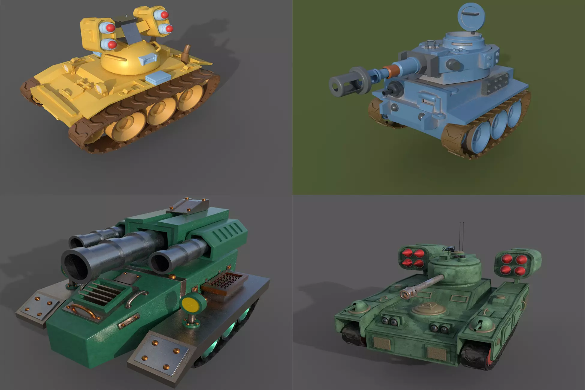 Low poly Tanks Low-poly 3D model_0