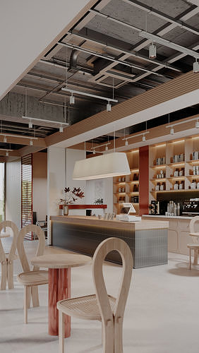 Modern outdoor architecture landscape cafe book bar park 3D model 6