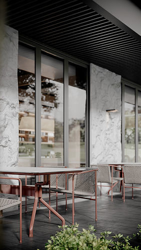 Modern outdoor architecture landscape cafe book bar park 3D model 5