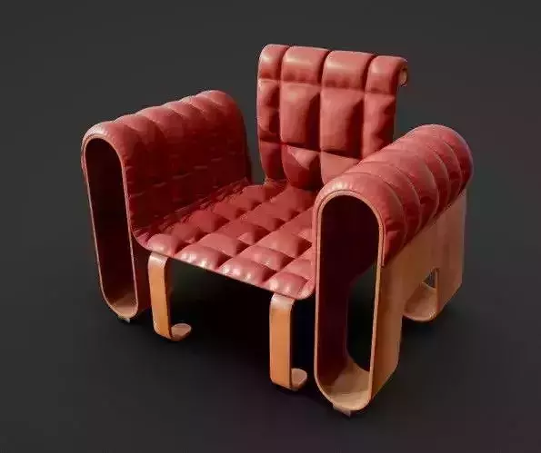 Elegant Wooden Sofa - High-Quality 3D Model