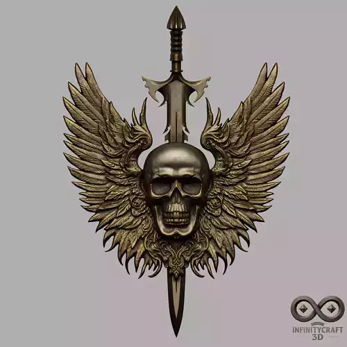 Skull Wings Relief STL file for 3d Printing or CNC 3D print model