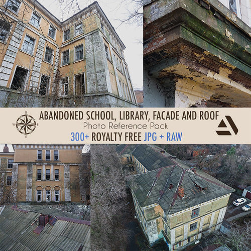 Photo Textures ABANDONED SCHOOL LIBRARY FACADE AND ROOF Texture
