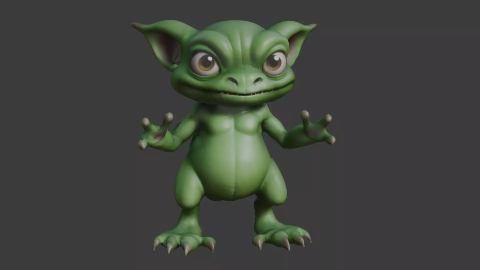 Cute green monster Low-poly 3D model