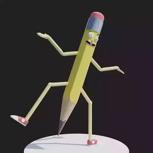 Pencilvester 3D model fully rigged - Rick and Morty
