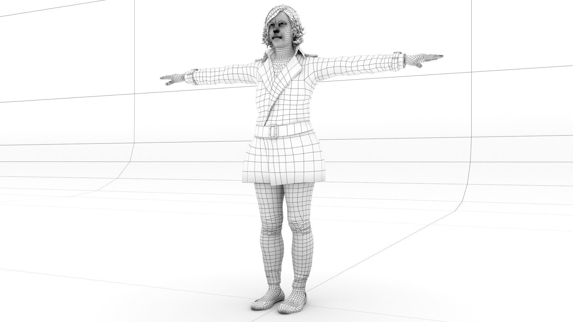 laos Female British Spy Low-poly 3D model_9