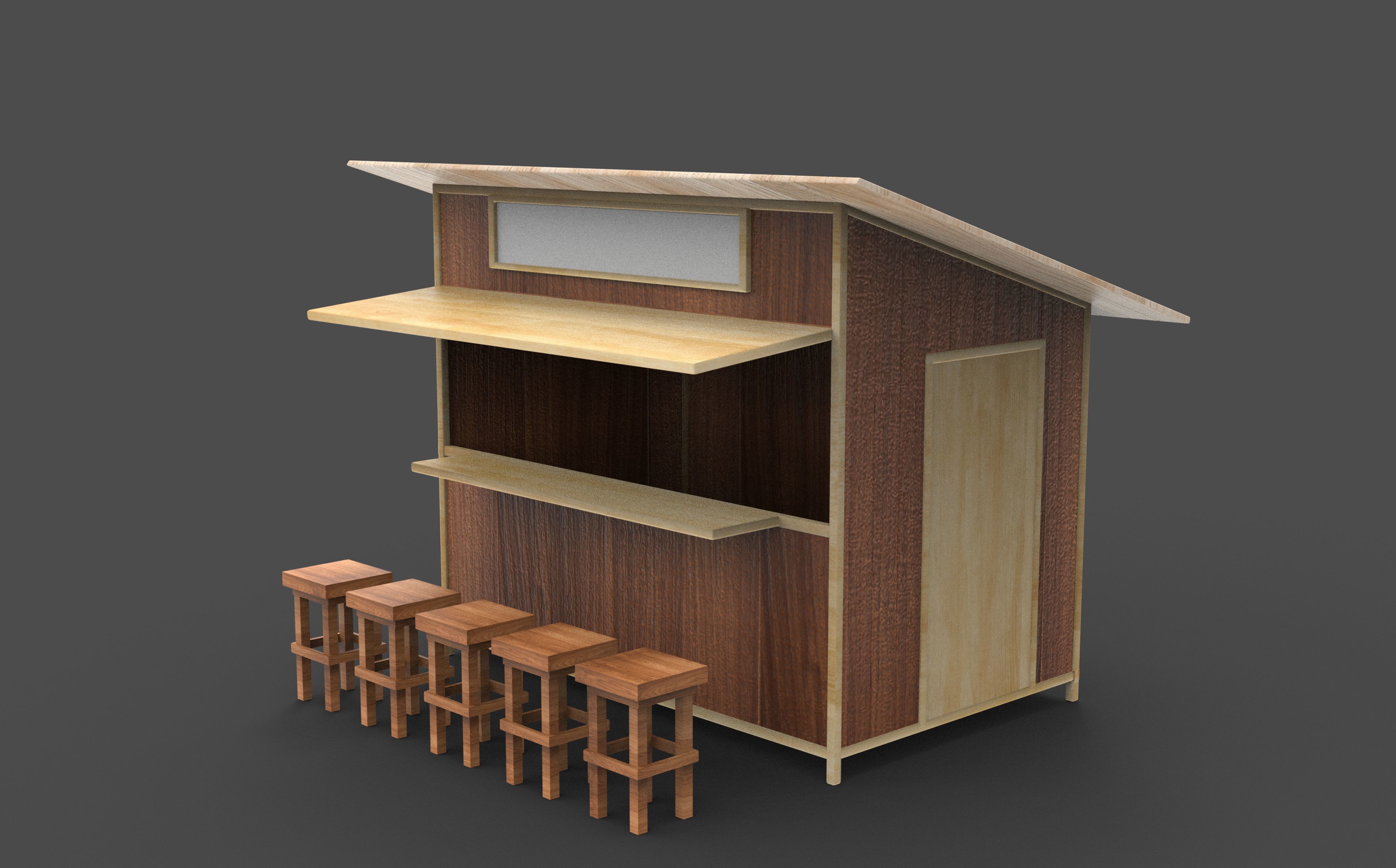 Kiosk Stand Food Booth 3D model_6