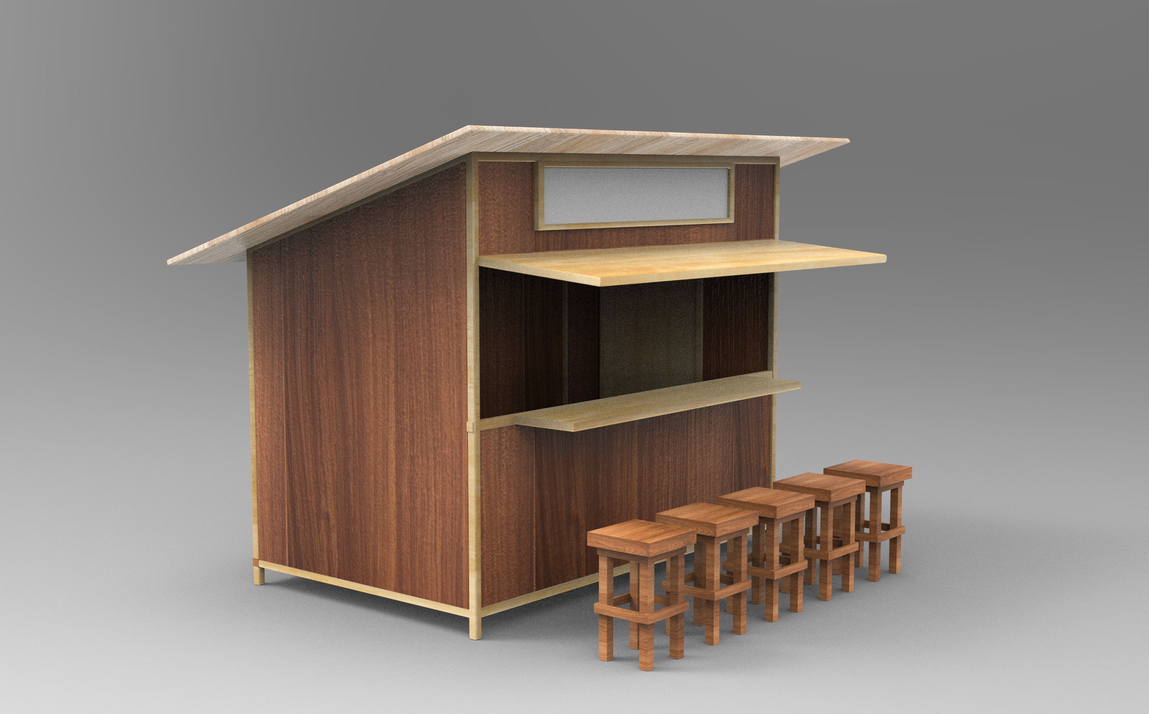 Kiosk Stand Food Booth 3D model_9