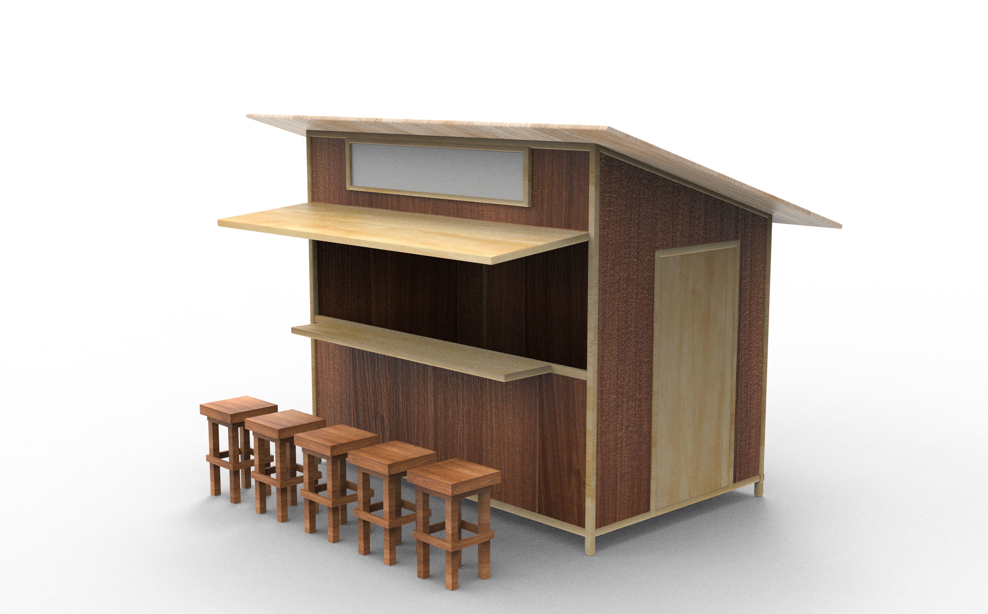 Kiosk Stand Food Booth 3D model_4