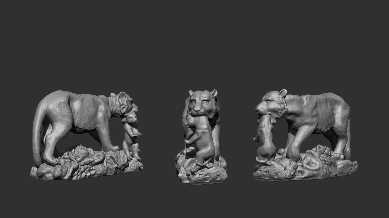 3D Printable Tiger Carrying Cub by the Neck - Artistic Sculpture 3D print model