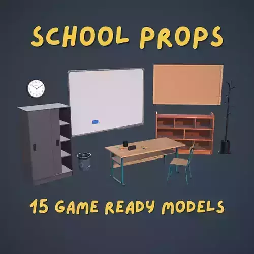 School Classroom Props 15 Models Game-Ready