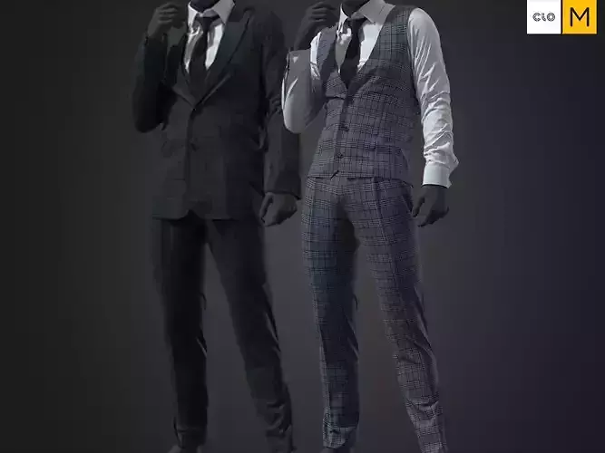Mens - Check Suit Set 3D model