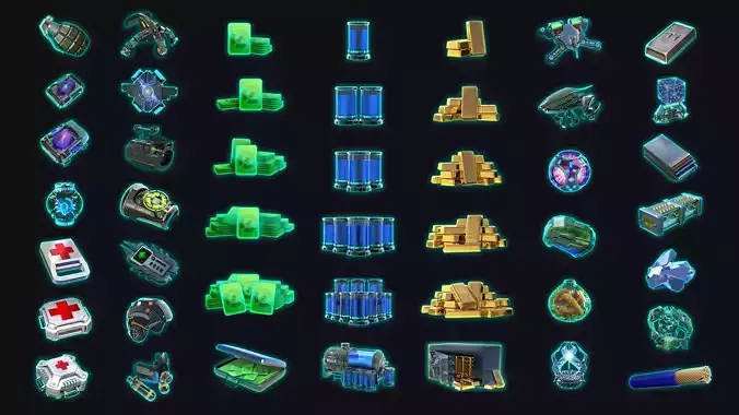 Resource Icon 2D PNG Image Sci-fi Futuristic Energy Power Gold