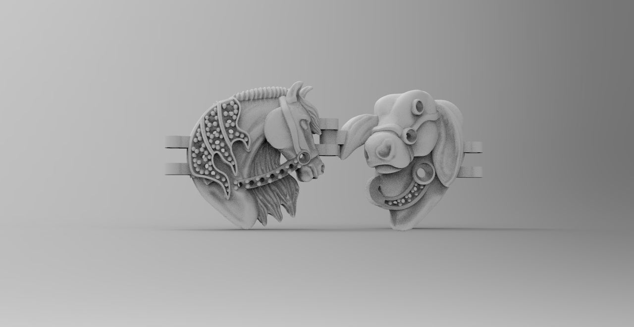 caballo toro centro pulcera  3D print model_2