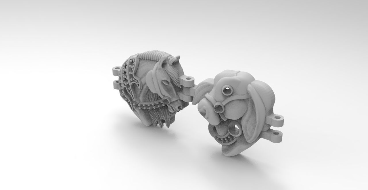 caballo toro centro pulcera  3D print model_4